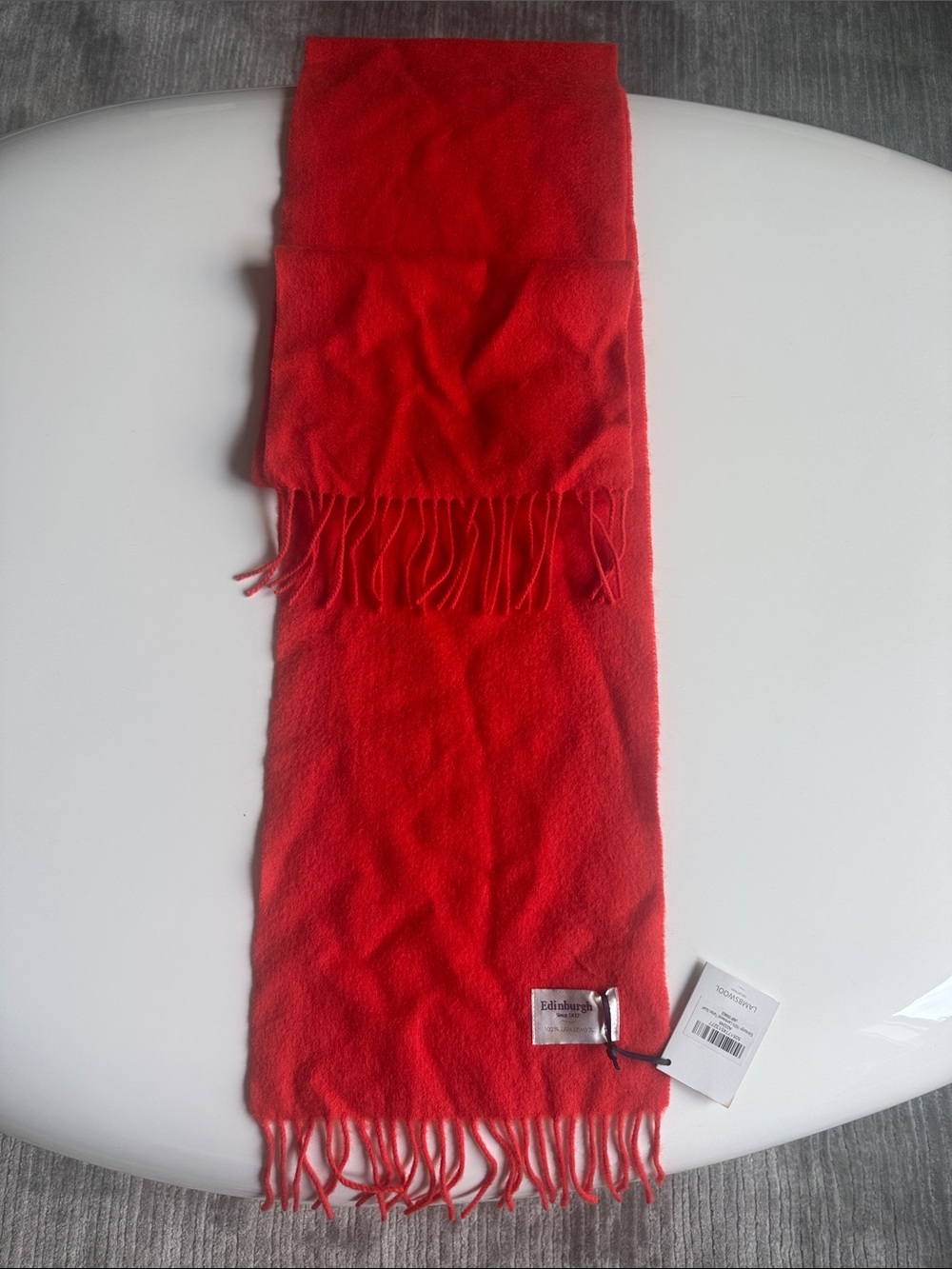 Red Fringe Wool Scarf